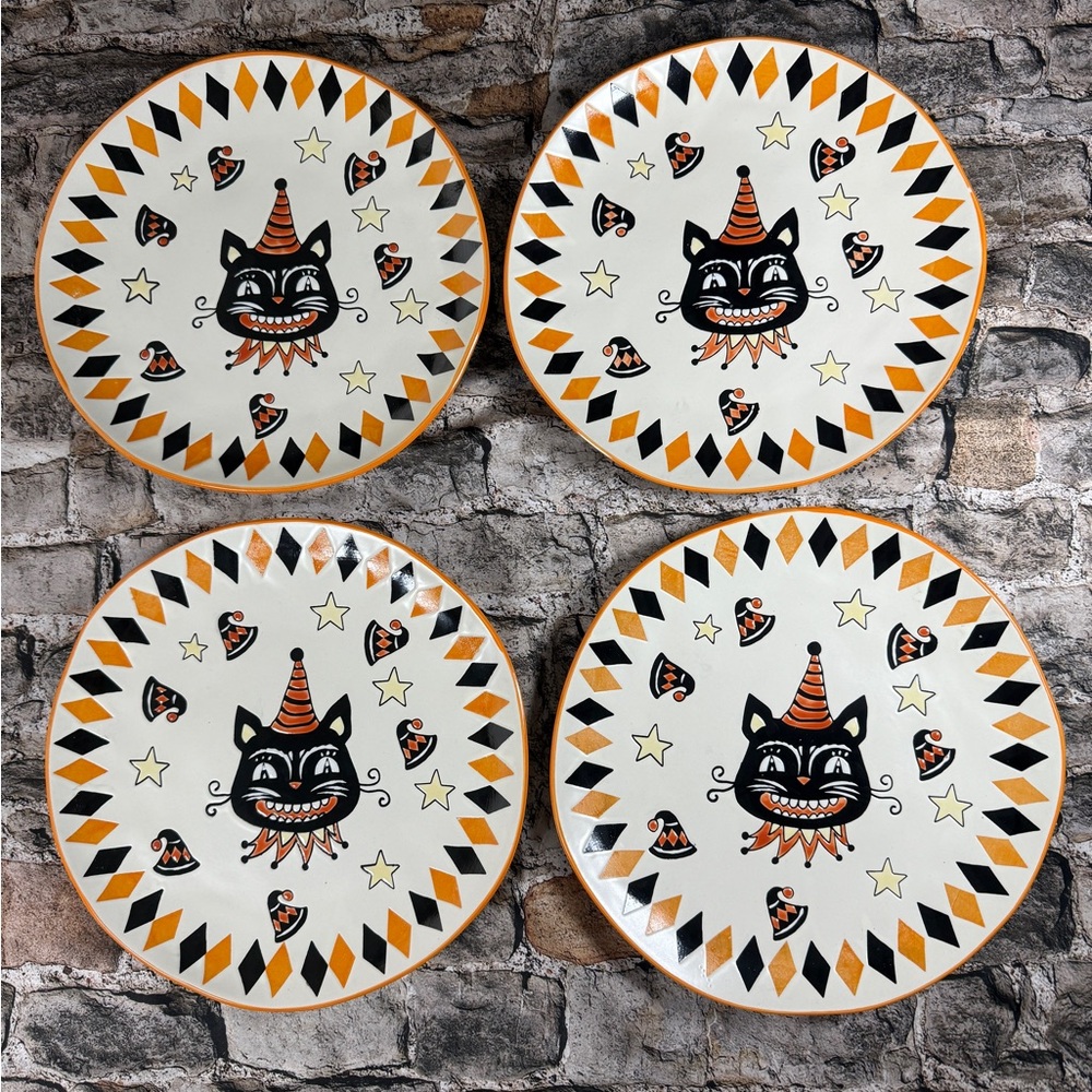 Cat Halloween set of 4 plates by Eli and Anna